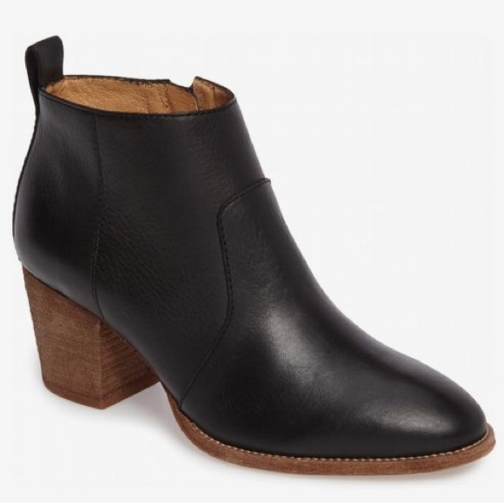 Madewell Brenner Black Leather Boots Booties